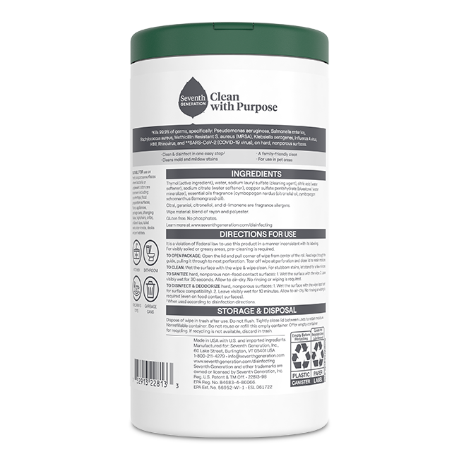Disinfecting Wipes - Lemongrass Citrus for Everyday Surface Cleaning