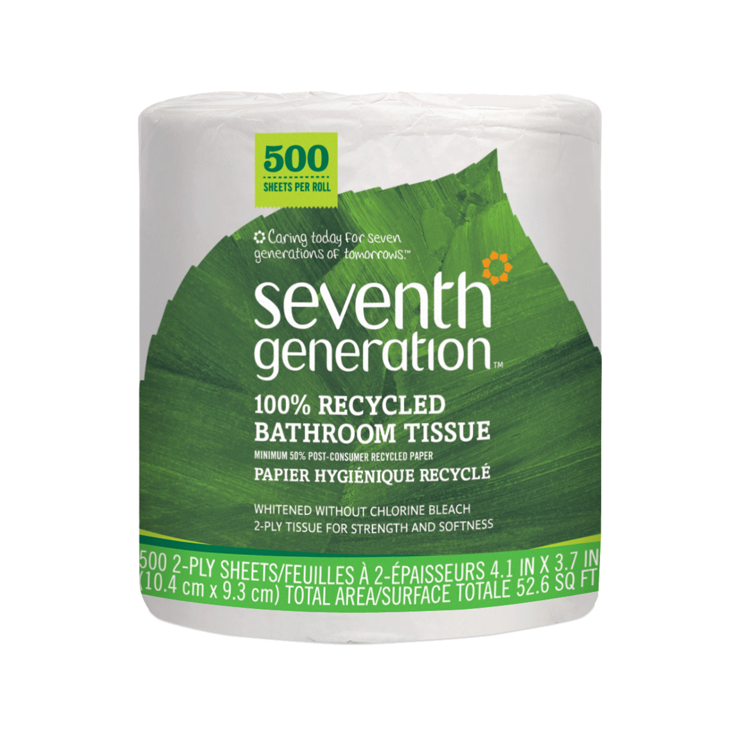 100% Recycled Bathroom Tissue 2-ply - 500 Sheets for Bathroom Cleaning