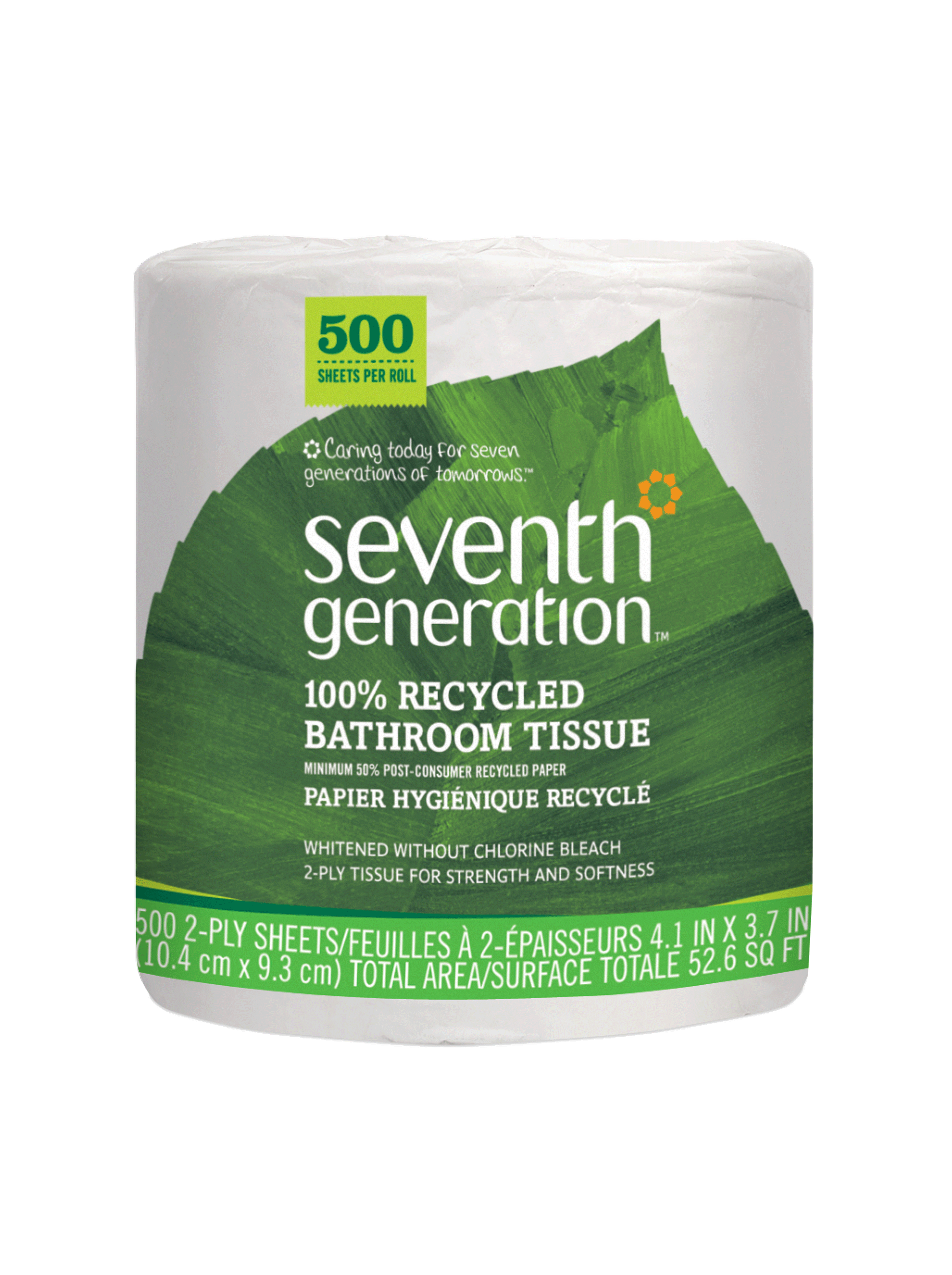 100% Recycled Bathroom Tissue 2-ply - 500 Sheets for Bathroom Cleaning