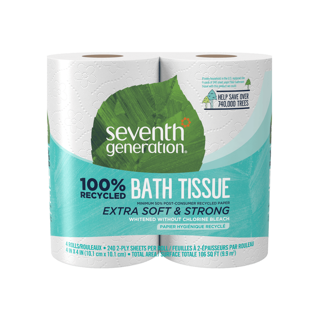 100% Recycled Bathroom Tissue 2-ply - 4 Rolls / 12 Rolls / 24 Rolls for Bathroom Cleaning