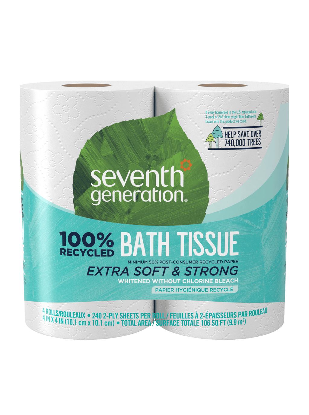 100% Recycled Bathroom Tissue 2-ply - 4 Rolls / 12 Rolls / 24 Rolls for Bathroom Cleaning