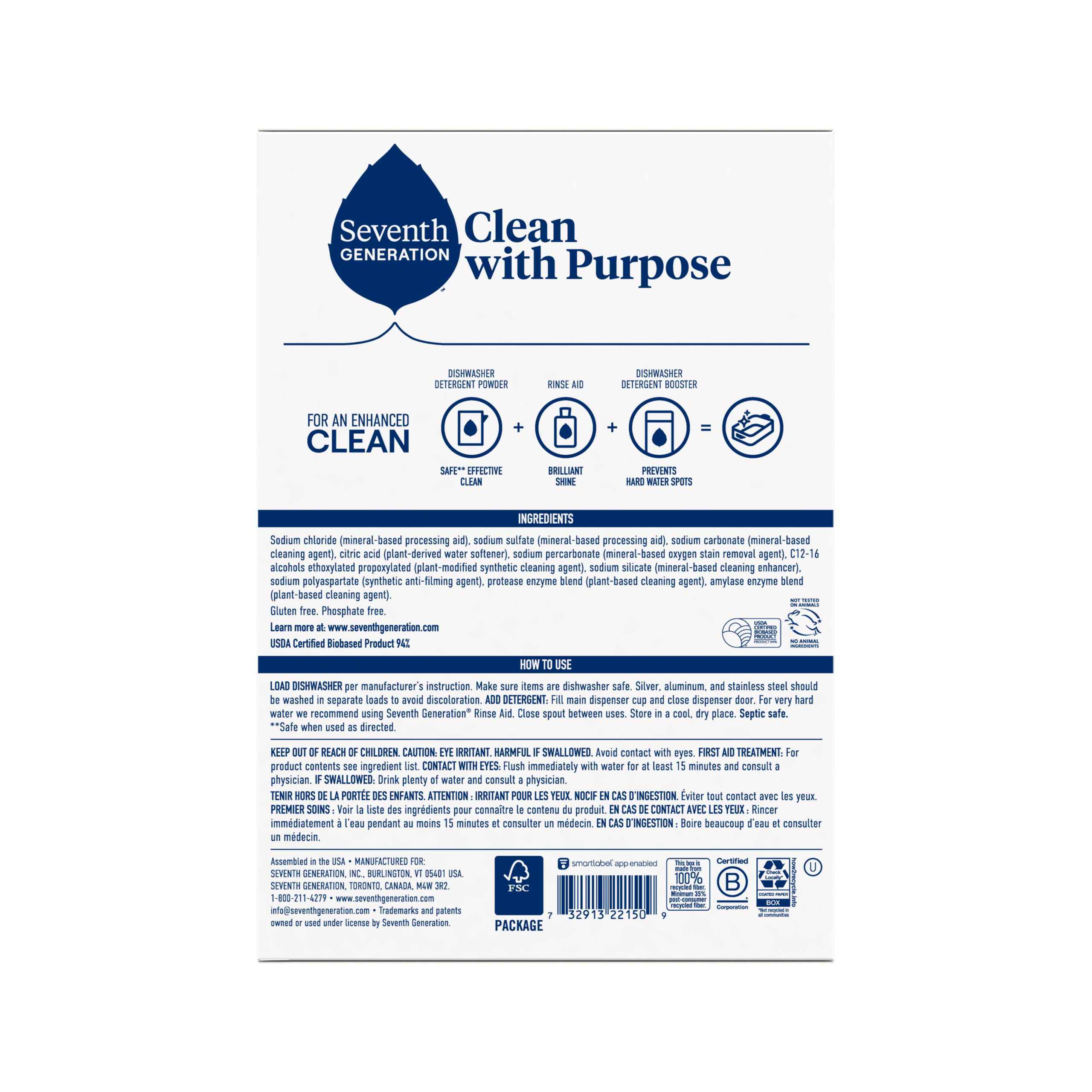 Dishwasher Detergent Powder - Free & Clear for Cleaner Dishes
