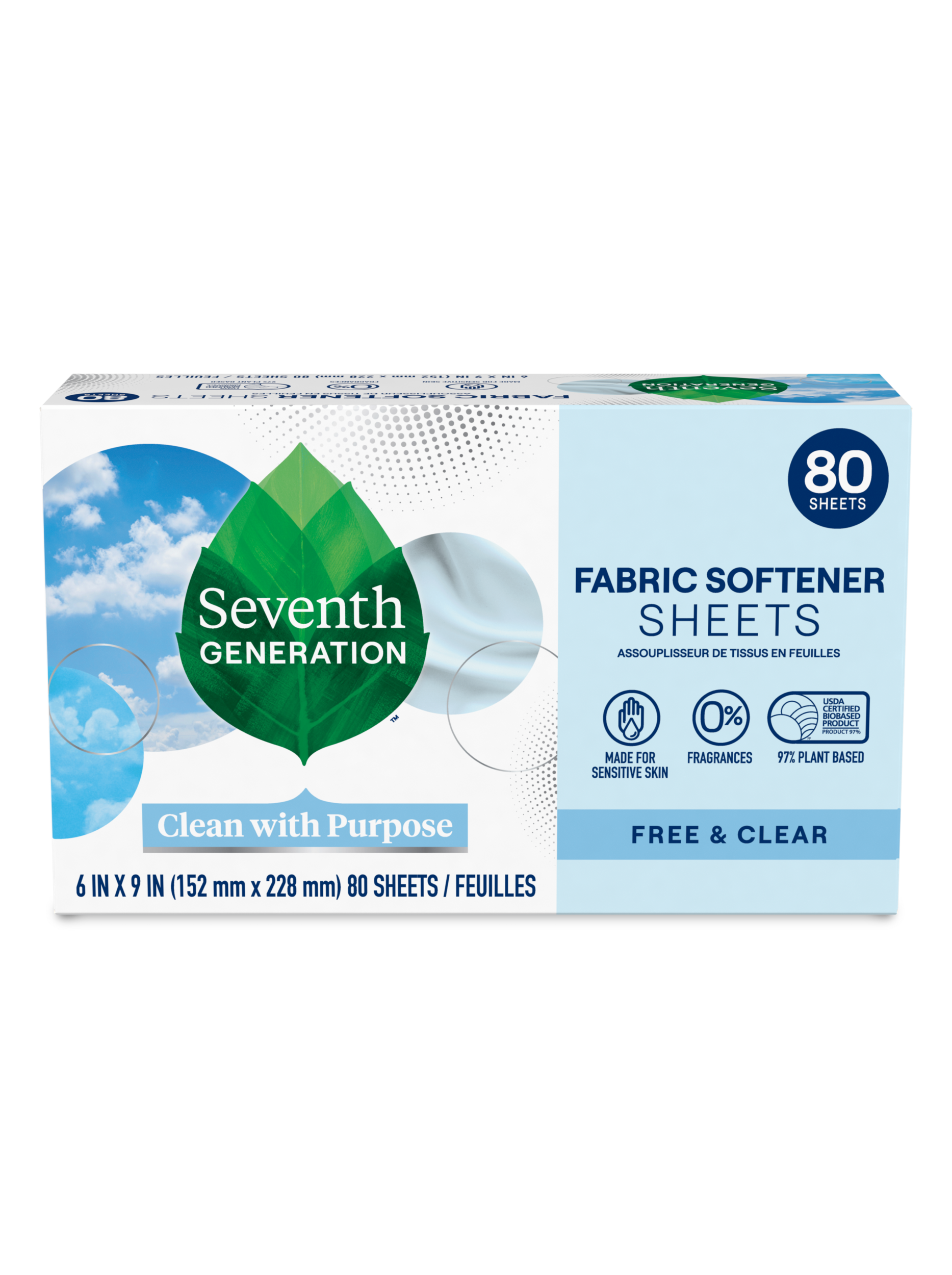 Fabric Softener Sheets - Free & Clear for Fresh Laundry Care