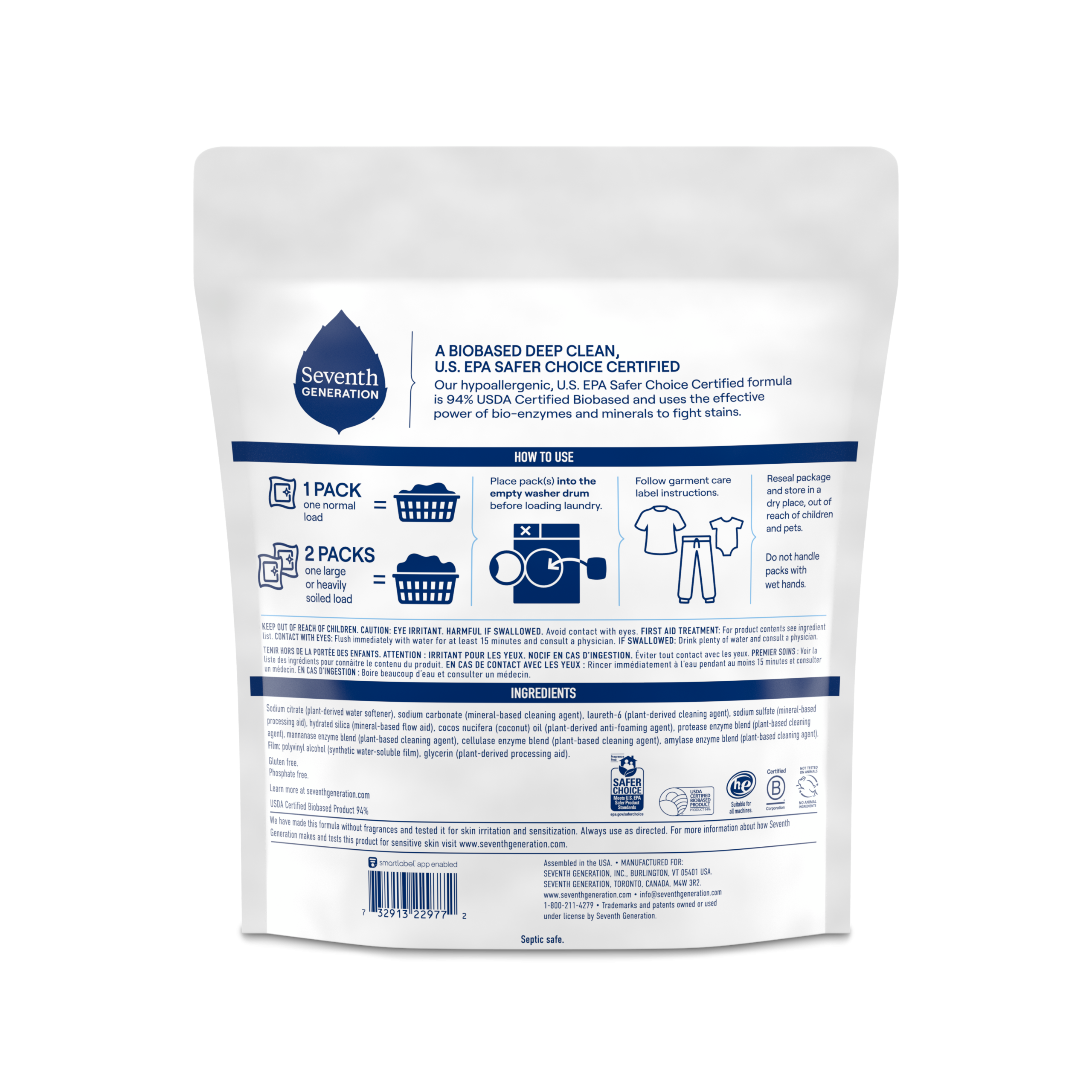 Laundry Detergent Packs - Free & Clear for Fresh Laundry Care