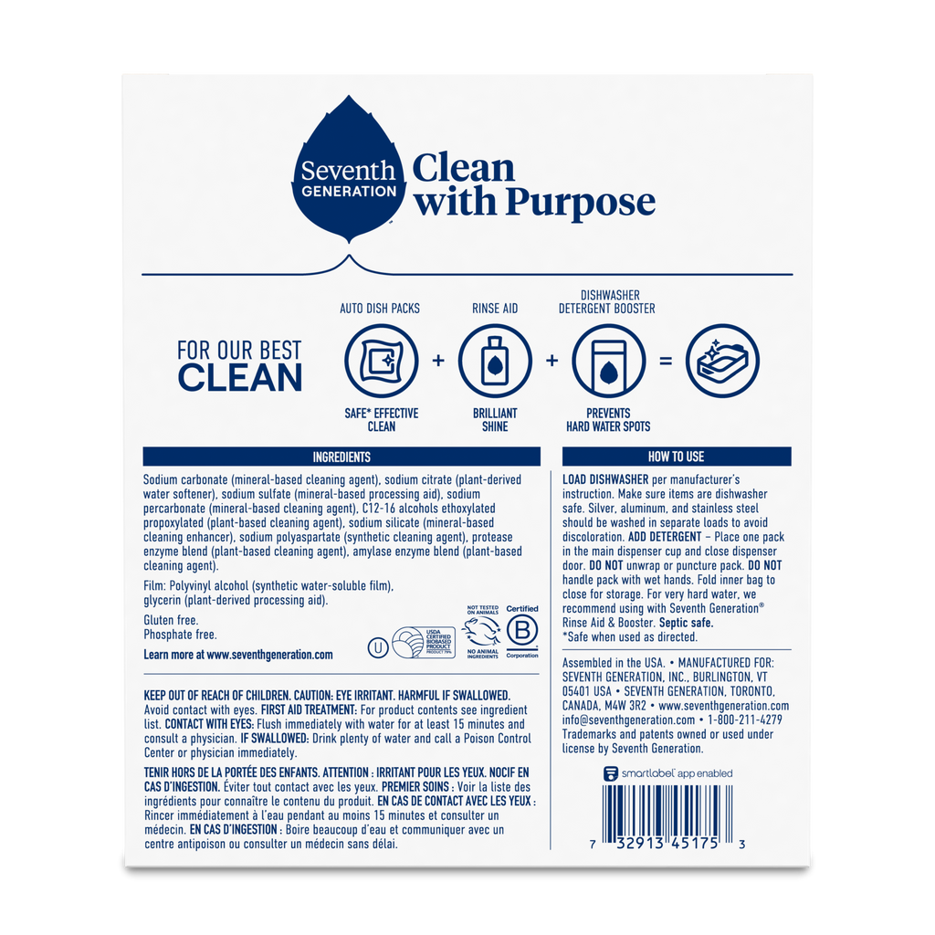 Dishwasher Detergent Packs - Free & Clear for Cleaner Dishes