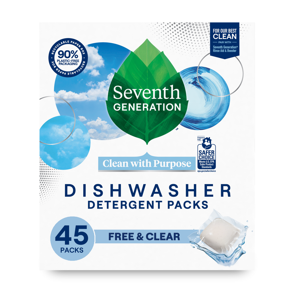 Dishwasher Detergent Packs - Free & Clear for Cleaner Dishes
