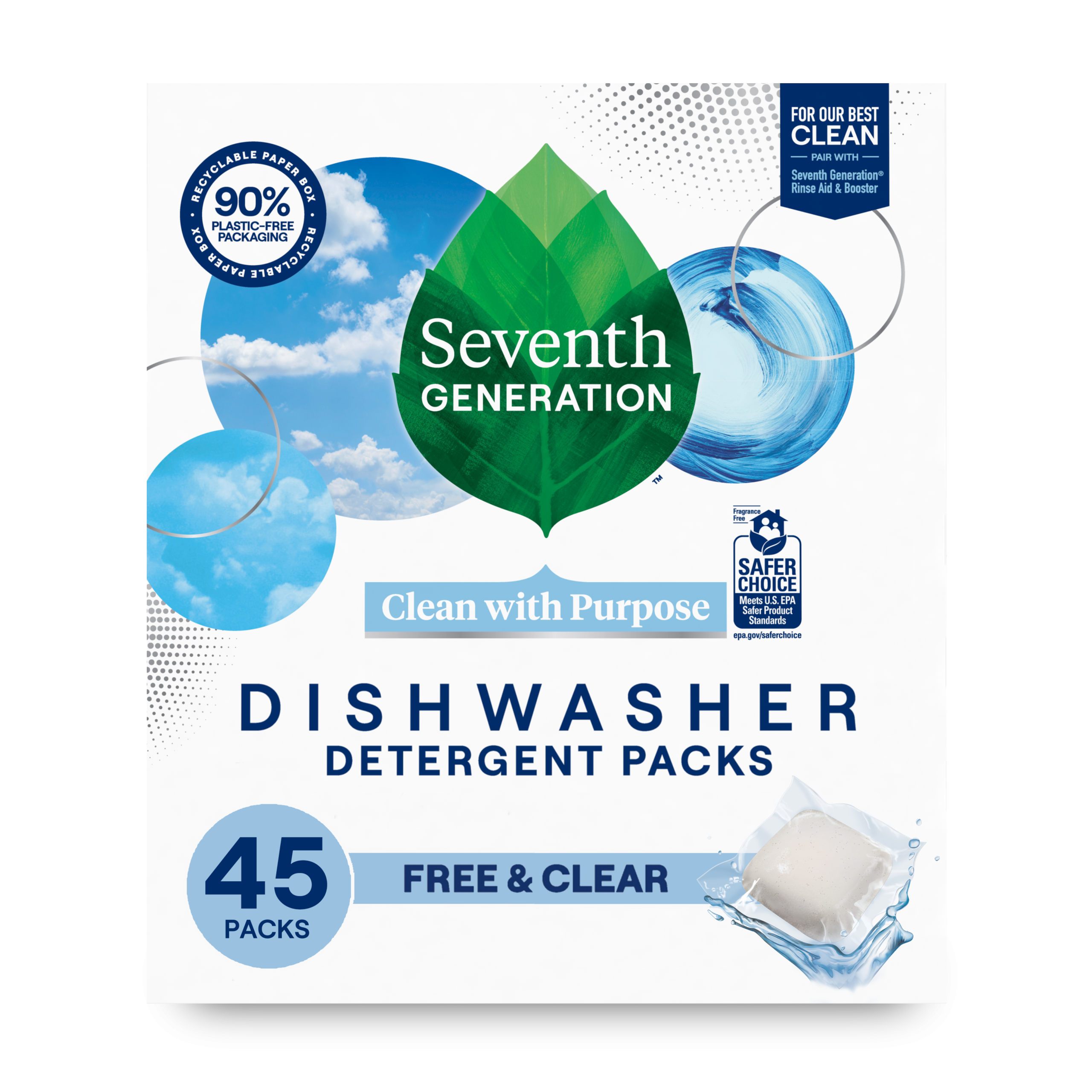 Dishwasher Detergent Packs - Free & Clear for Cleaner Dishes