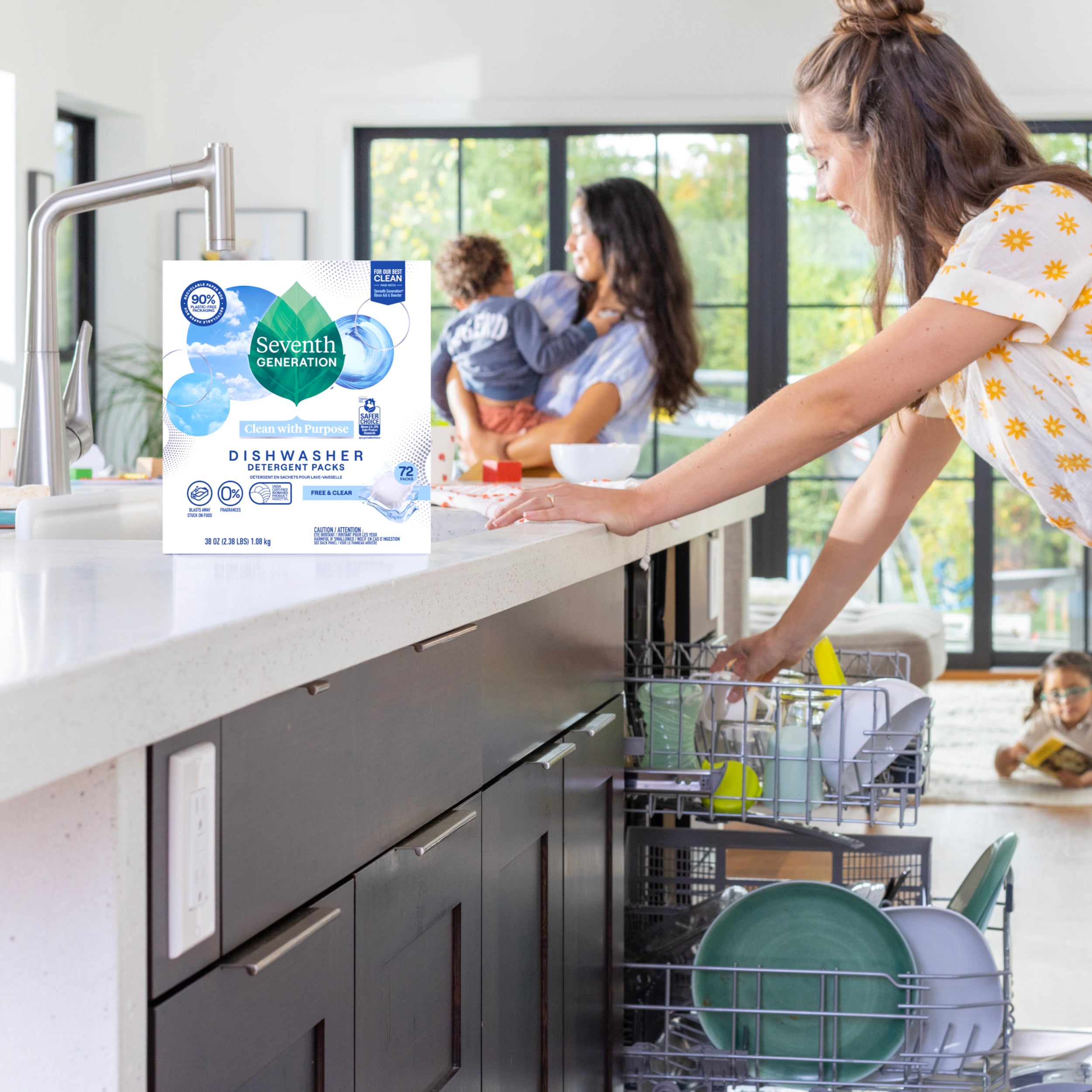 Dishwasher Detergent Packs - Free & Clear for Cleaner Dishes