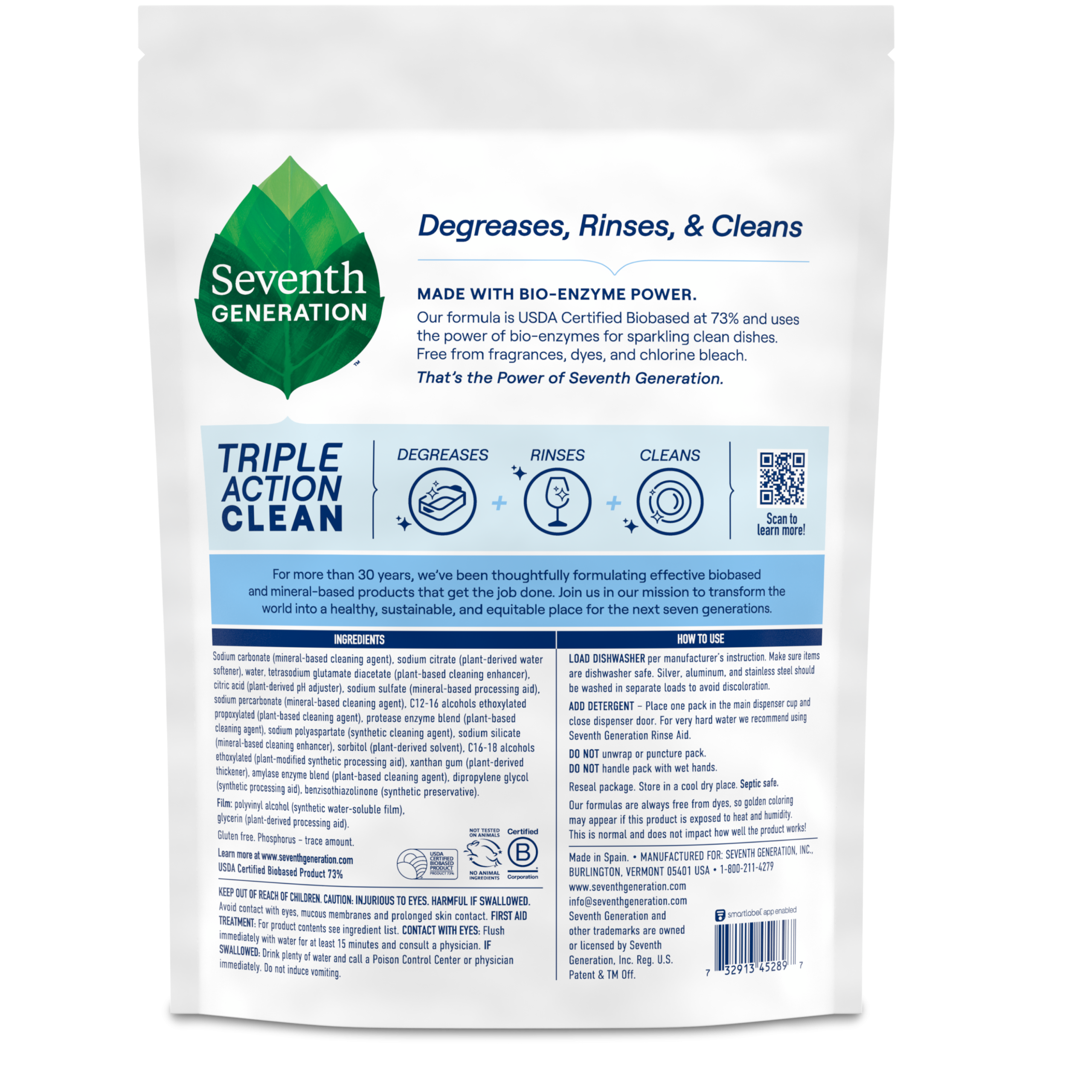 Multi-Chamber Dishwasher Detergent Packs - Free & Clear for Cleaner Dishes