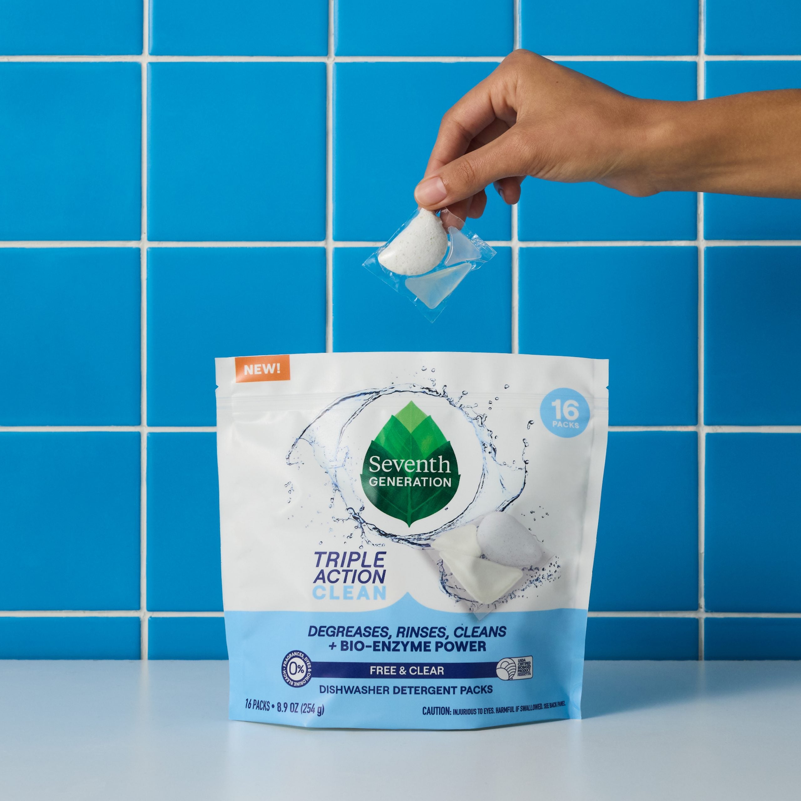 Multi-Chamber Dishwasher Detergent Packs - Free & Clear for Cleaner Dishes