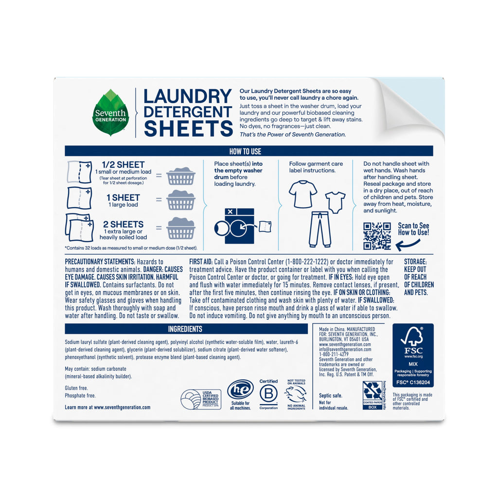 Laundry Detergent Sheets - Free & Clear for Fresh Laundry Care