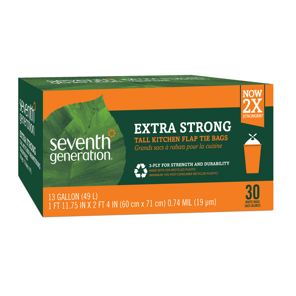 Extra Strong Tall Kitchen Flap Tie Trash Bags - 13 gallon for Kitchen Cleanup