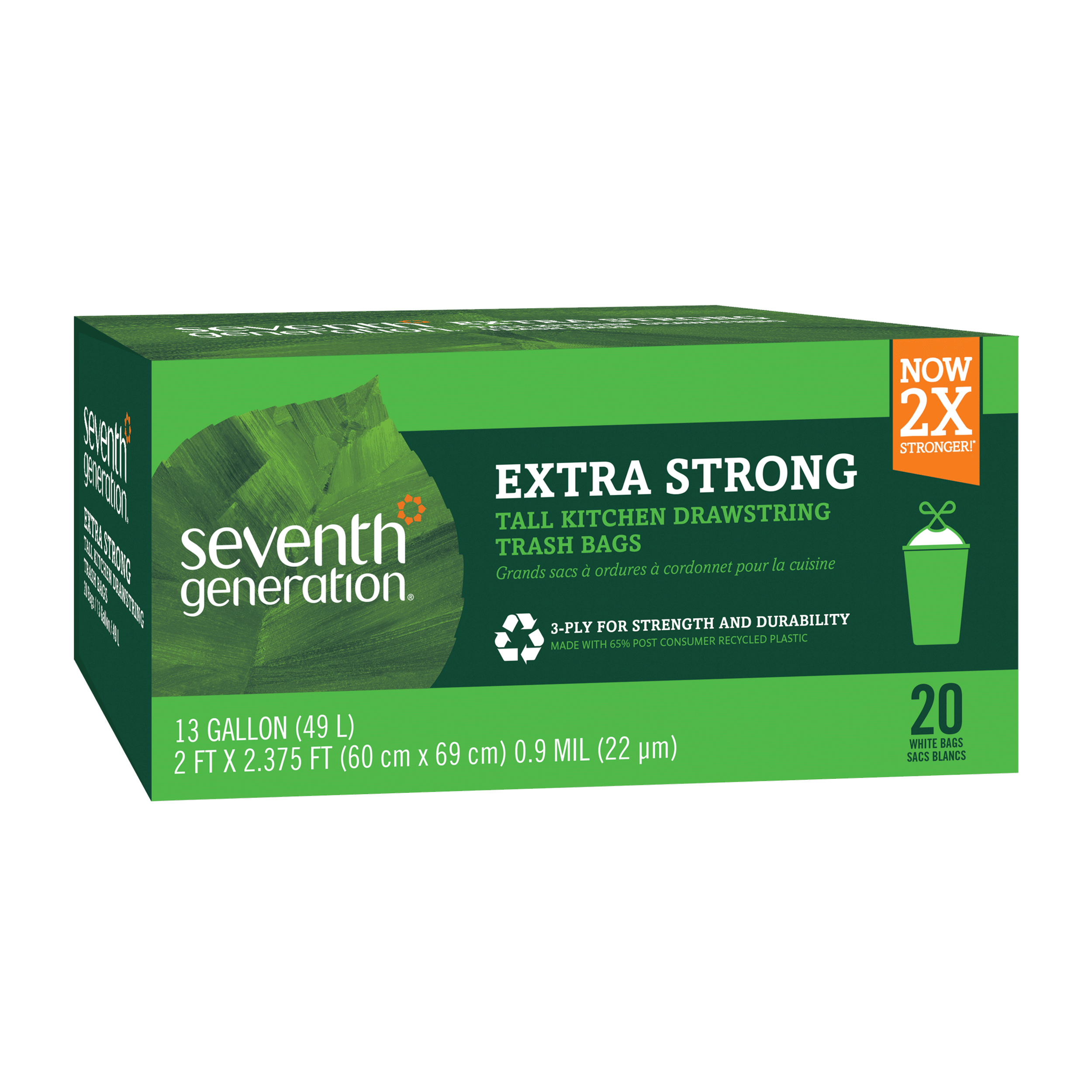 Extra Strong Tall Kitchen Drawstring Trash Bags - 13 gallon for Kitchen Cleanup