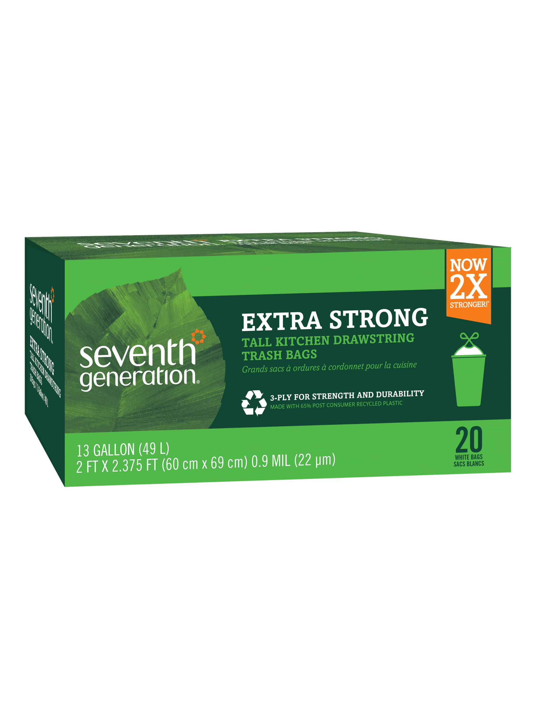 Extra Strong Tall Kitchen Drawstring Trash Bags - 13 gallon for Kitchen Cleanup
