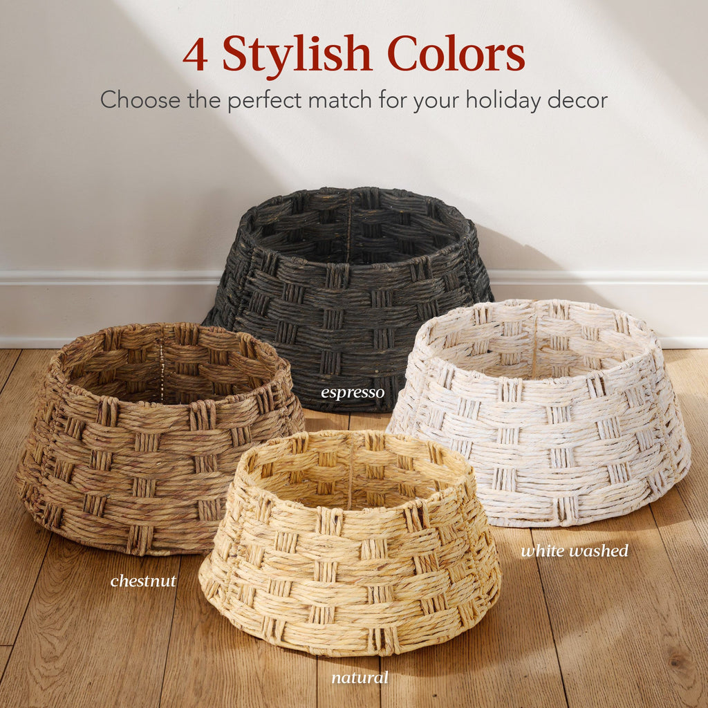 Basket Woven Hyacinth Christmas Holiday Tree Collar - 24in
