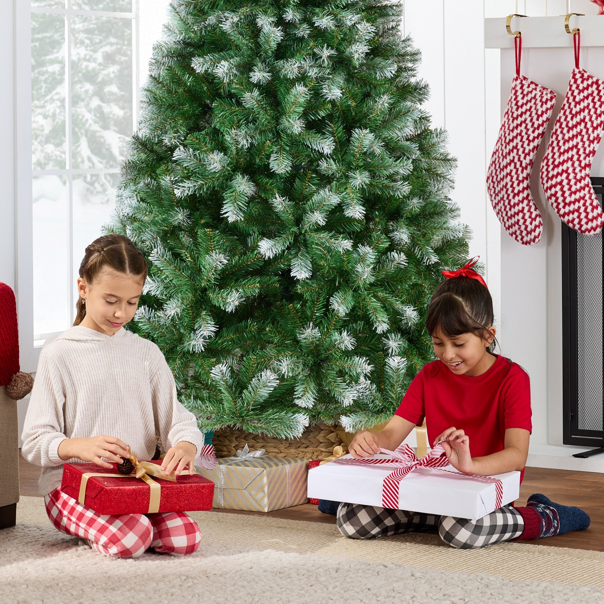 Artificial Frosted Pine Christmas Tree Unlit Pine Design w/Easy Assembly