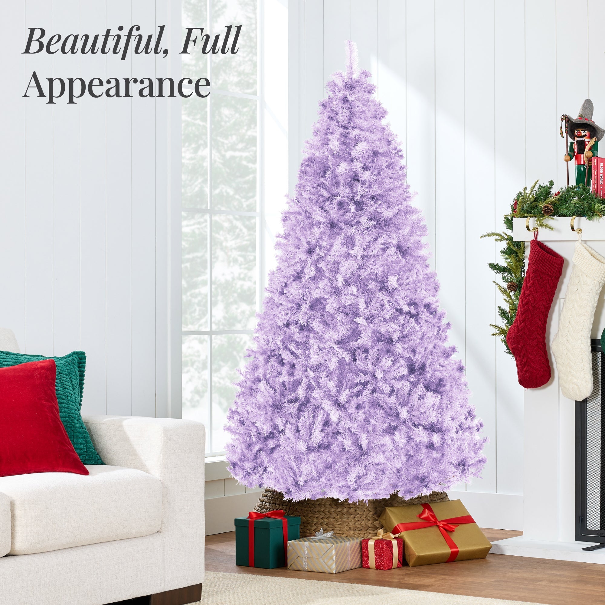 Artificial Lavender Christmas Tree Unlit Pine Design w/Easy Assembly