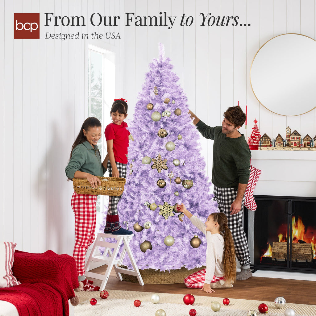 Artificial Lavender Christmas Tree Unlit Pine Design w/Easy Assembly