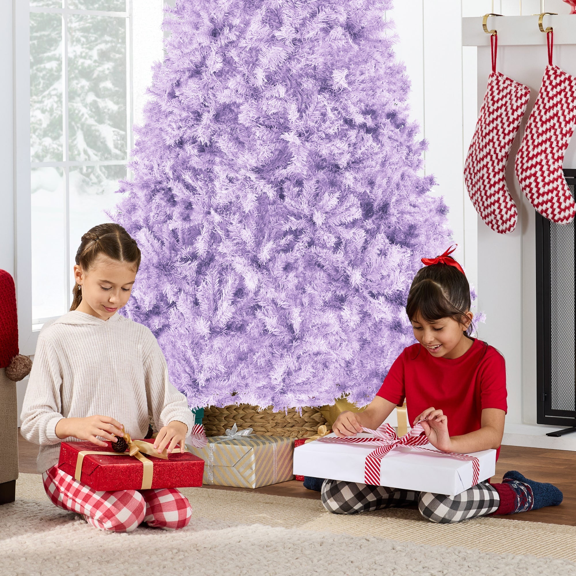 Artificial Lavender Christmas Tree Unlit Pine Design w/Easy Assembly