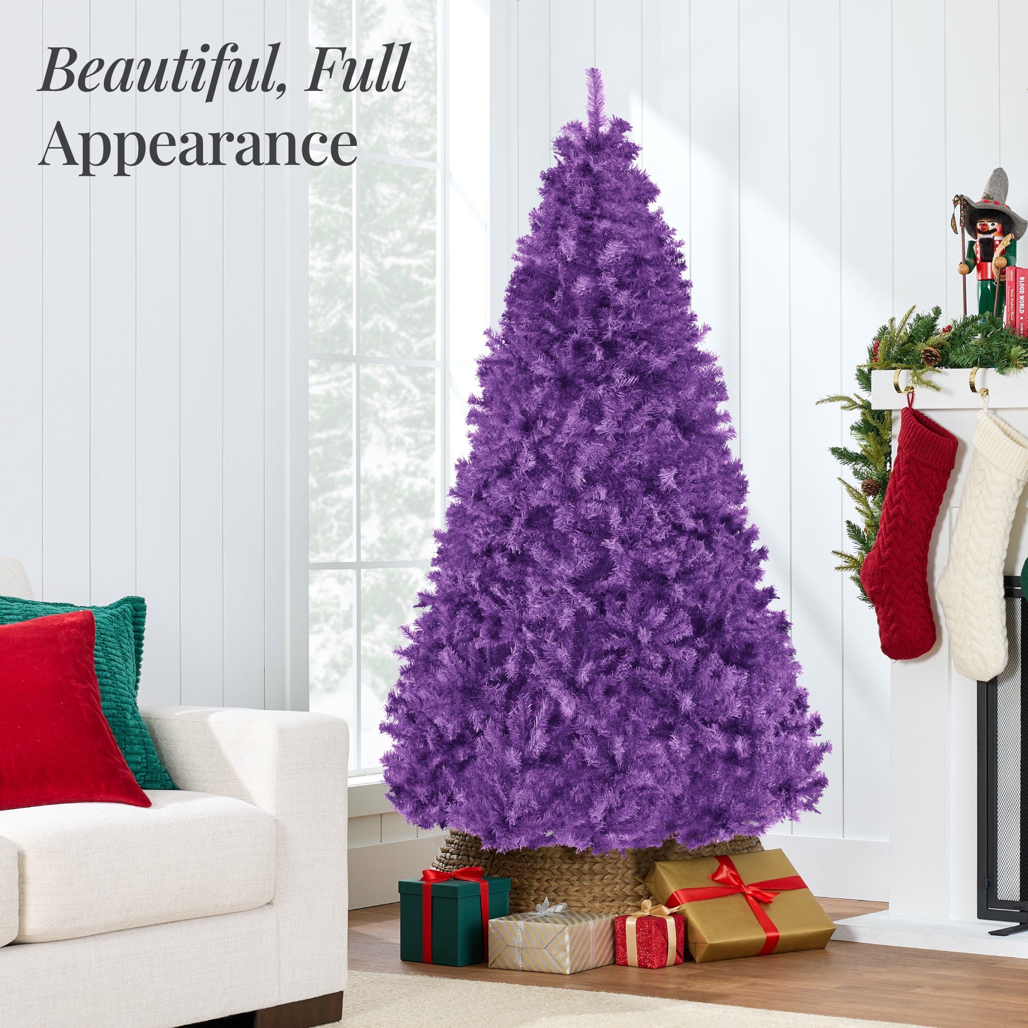 Artificial Purple Christmas Tree Unlit Pine Design w/Easy Assembly