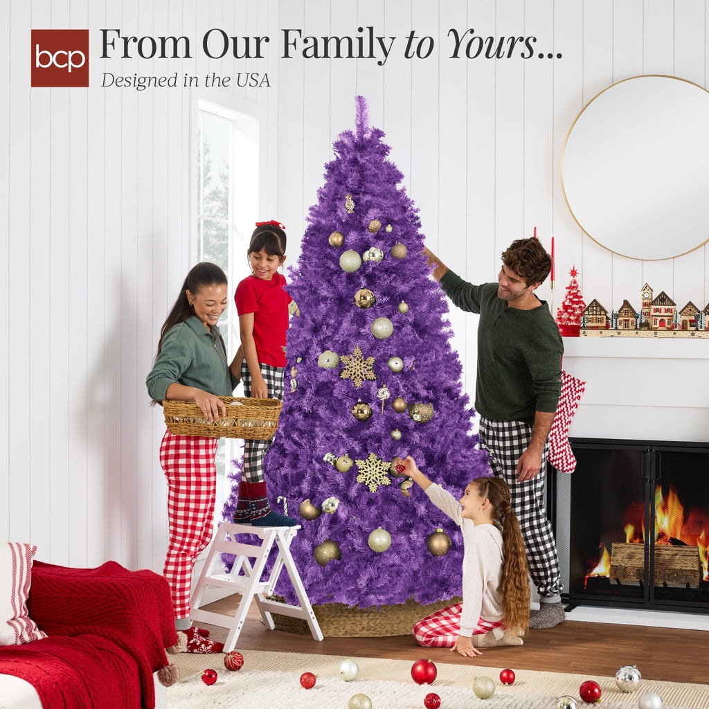 Artificial Purple Christmas Tree Unlit Pine Design w/Easy Assembly