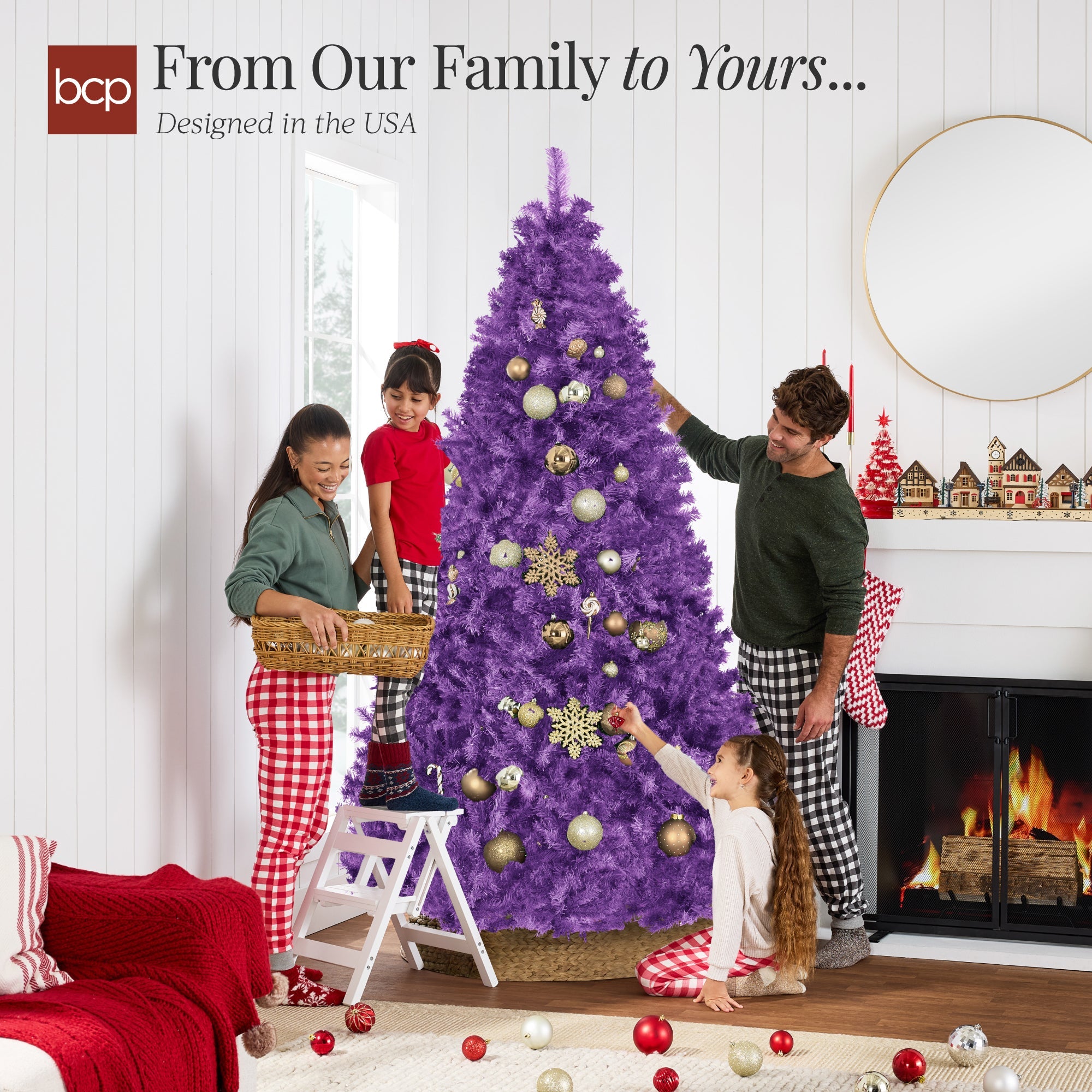 Artificial Purple Christmas Tree Unlit Pine Design w/Easy Assembly