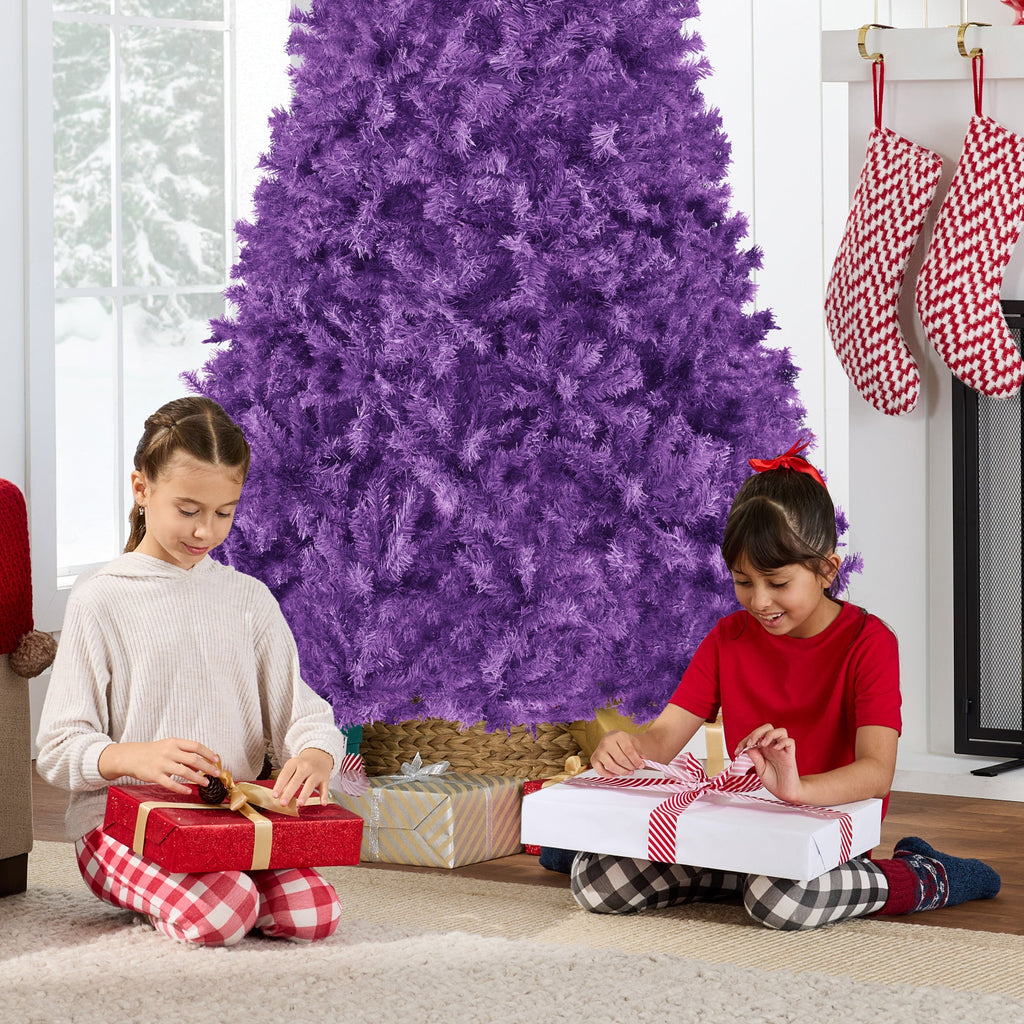 Artificial Purple Christmas Tree Unlit Pine Design w/Easy Assembly