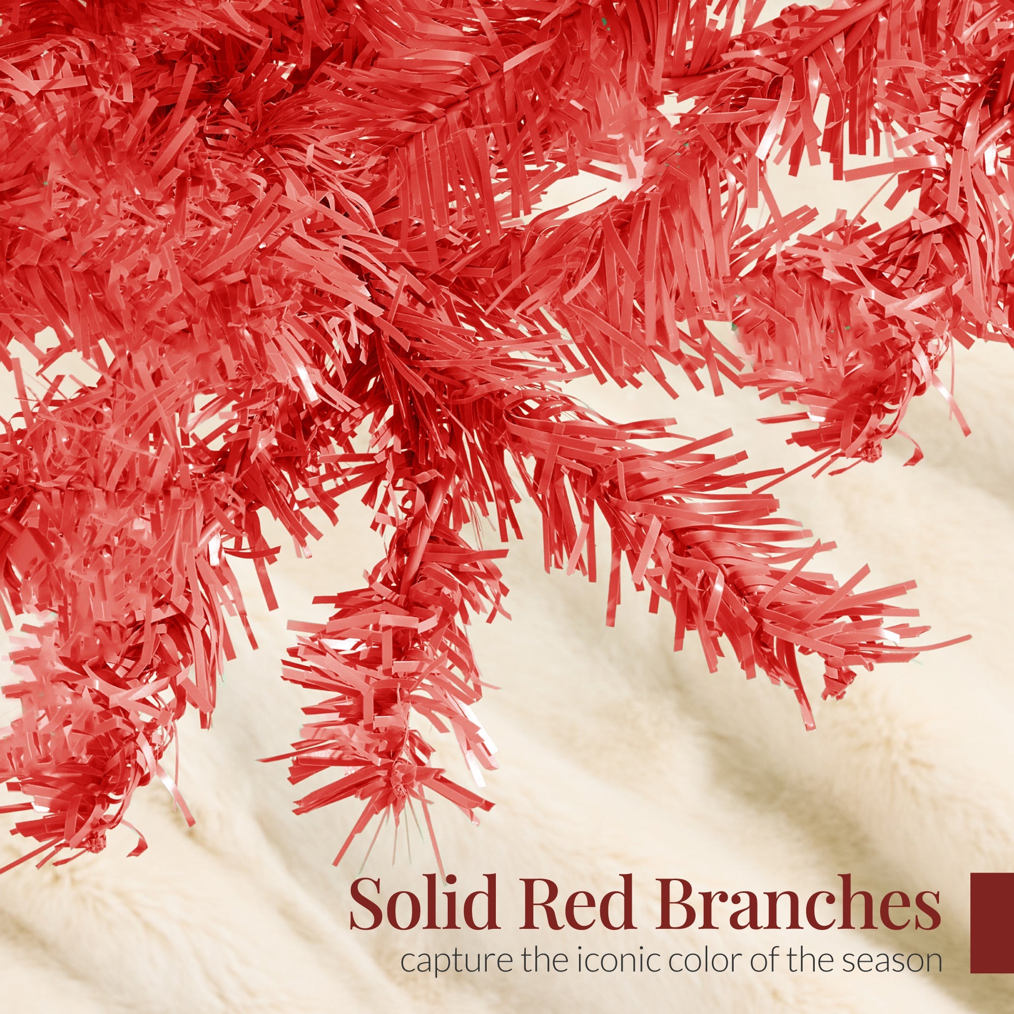 Artificial Red Christmas Tree Unlit Pine Design w/Easy Assembly