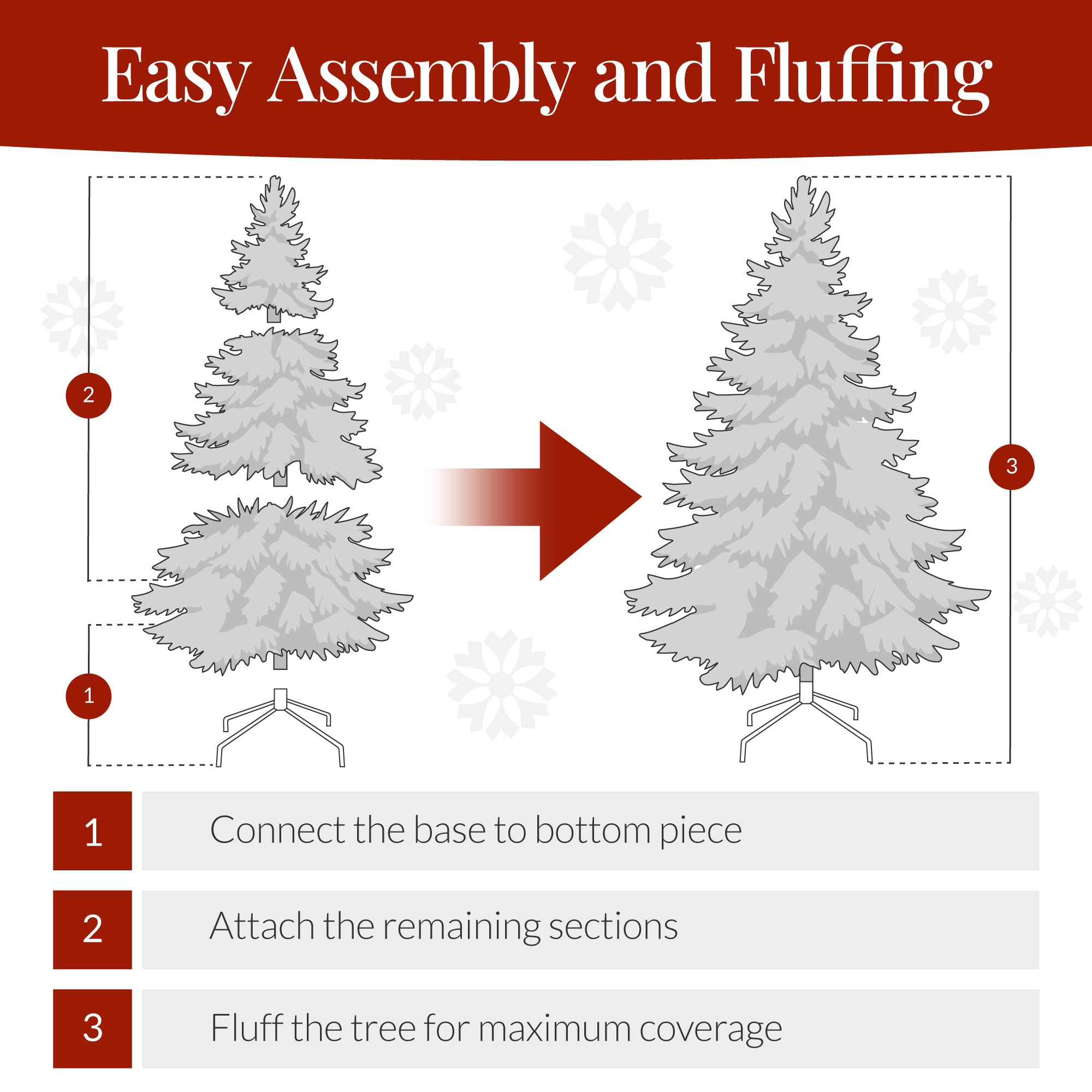 Artificial Red Christmas Tree Unlit Pine Design w/Easy Assembly