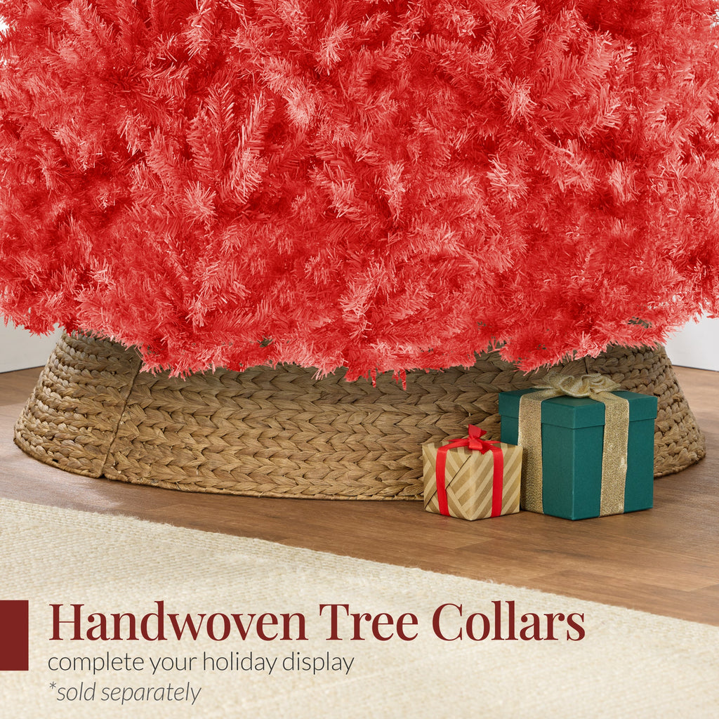 Artificial Red Christmas Tree Unlit Pine Design w/Easy Assembly