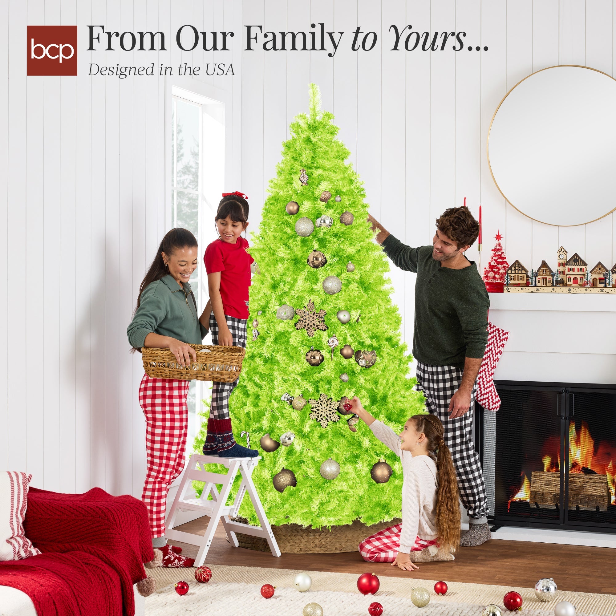 Artificial Lime Green Christmas Tree Unlit Pine Design w/Easy Assembly