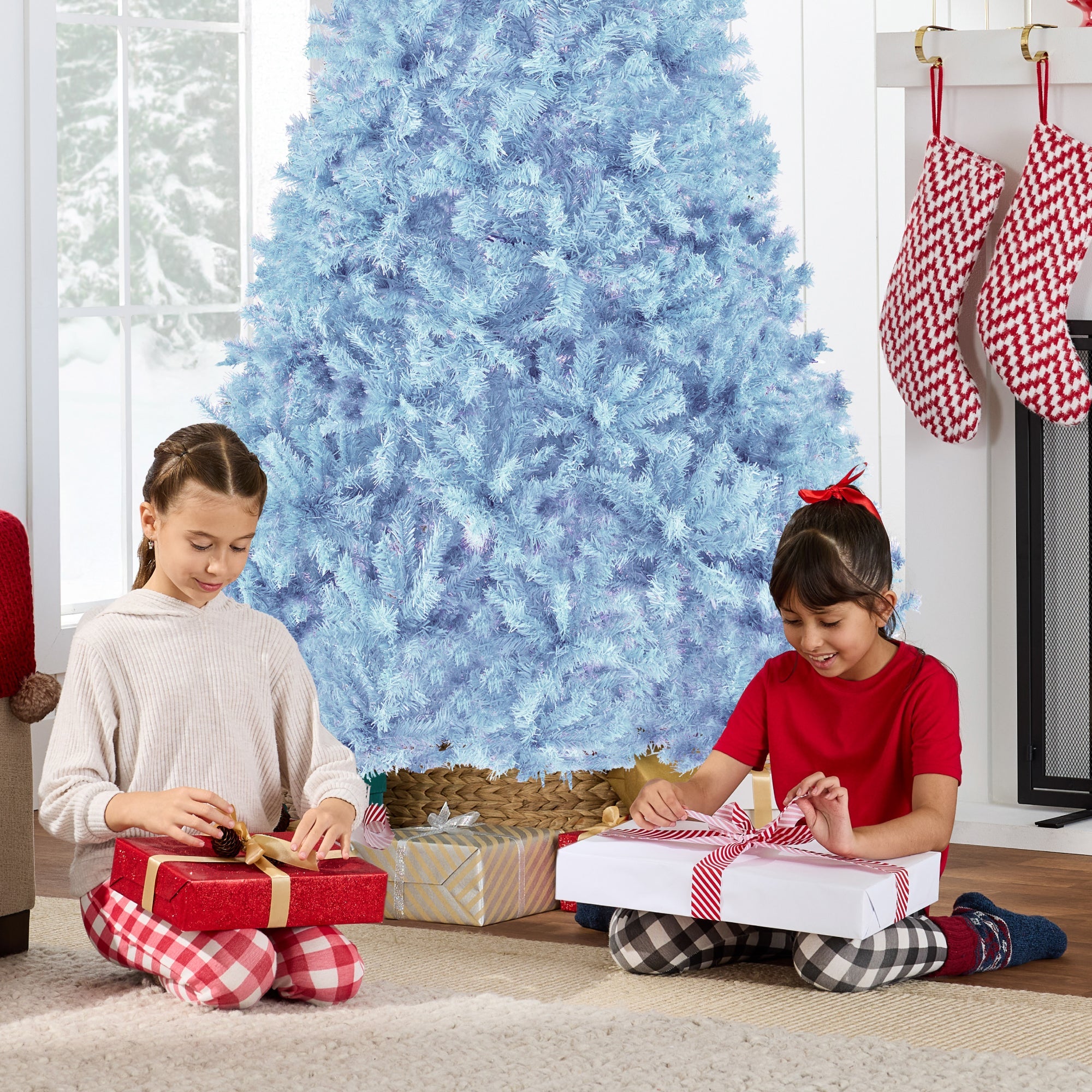 Artificial Baby Blue Christmas Tree Unlit Pine Design w/Easy Assembly