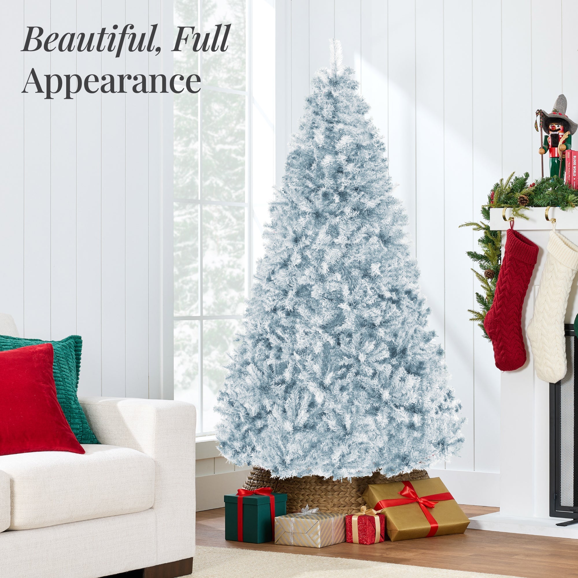 Artificial Ice Blue Christmas Tree Unlit Pine Design w/Easy Assembly
