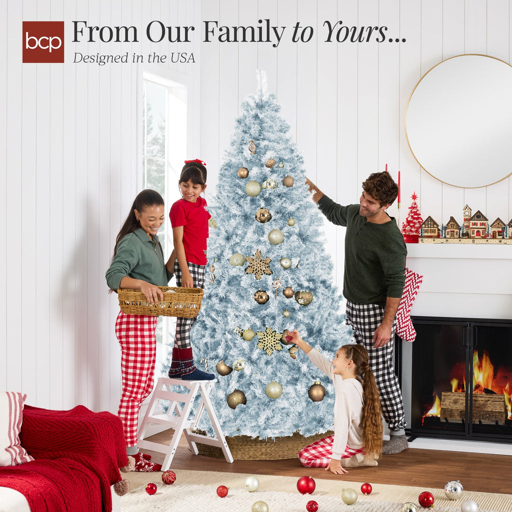 Artificial Ice Blue Christmas Tree Unlit Pine Design w/Easy Assembly