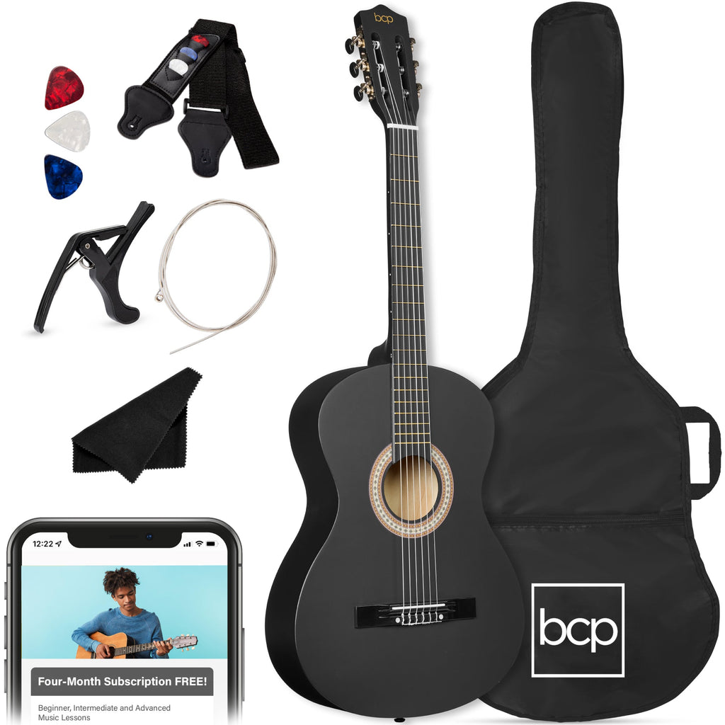 Beginner Acoustic Guitar Set w/ Case Strap Extra Strings - 38in