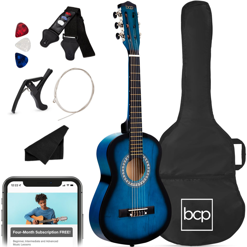 Beginner Acoustic Guitar Set w/ Case Strap Extra Strings - 38in