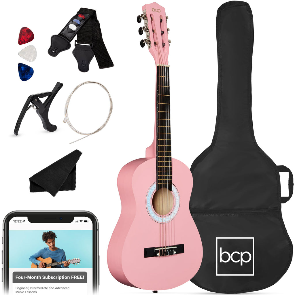 Beginner Acoustic Guitar Set w/ Case Strap Extra Strings - 38in