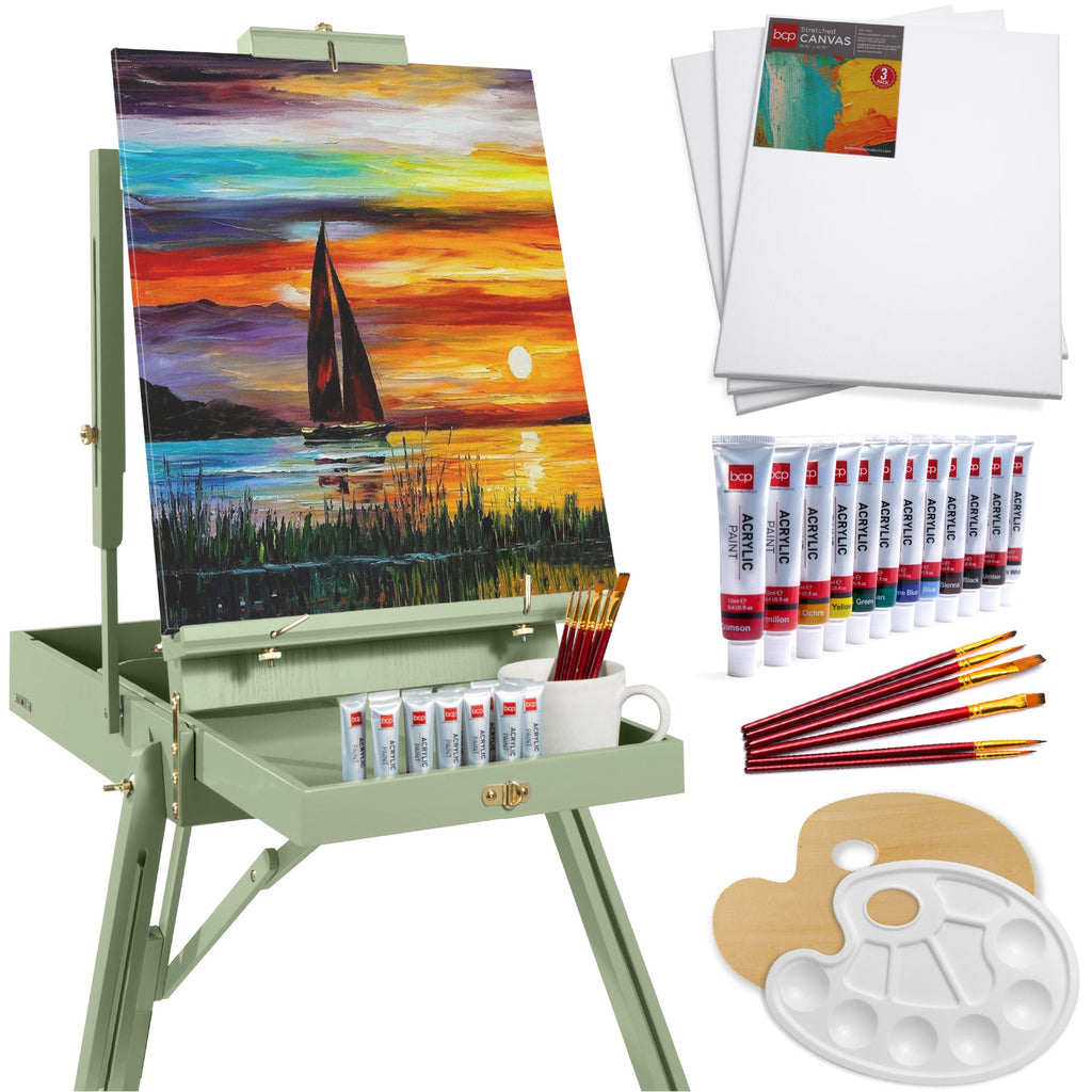 Art Easel for Painting Portable Adjustable Tripod with 32-Piece Art Set