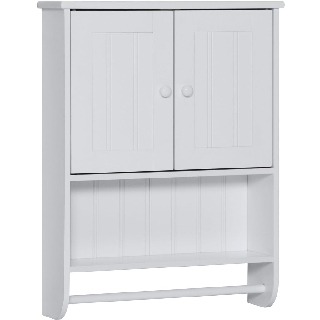 Bathroom Wall Storage Organization Cabinet w/ Double Doors Towel Bar