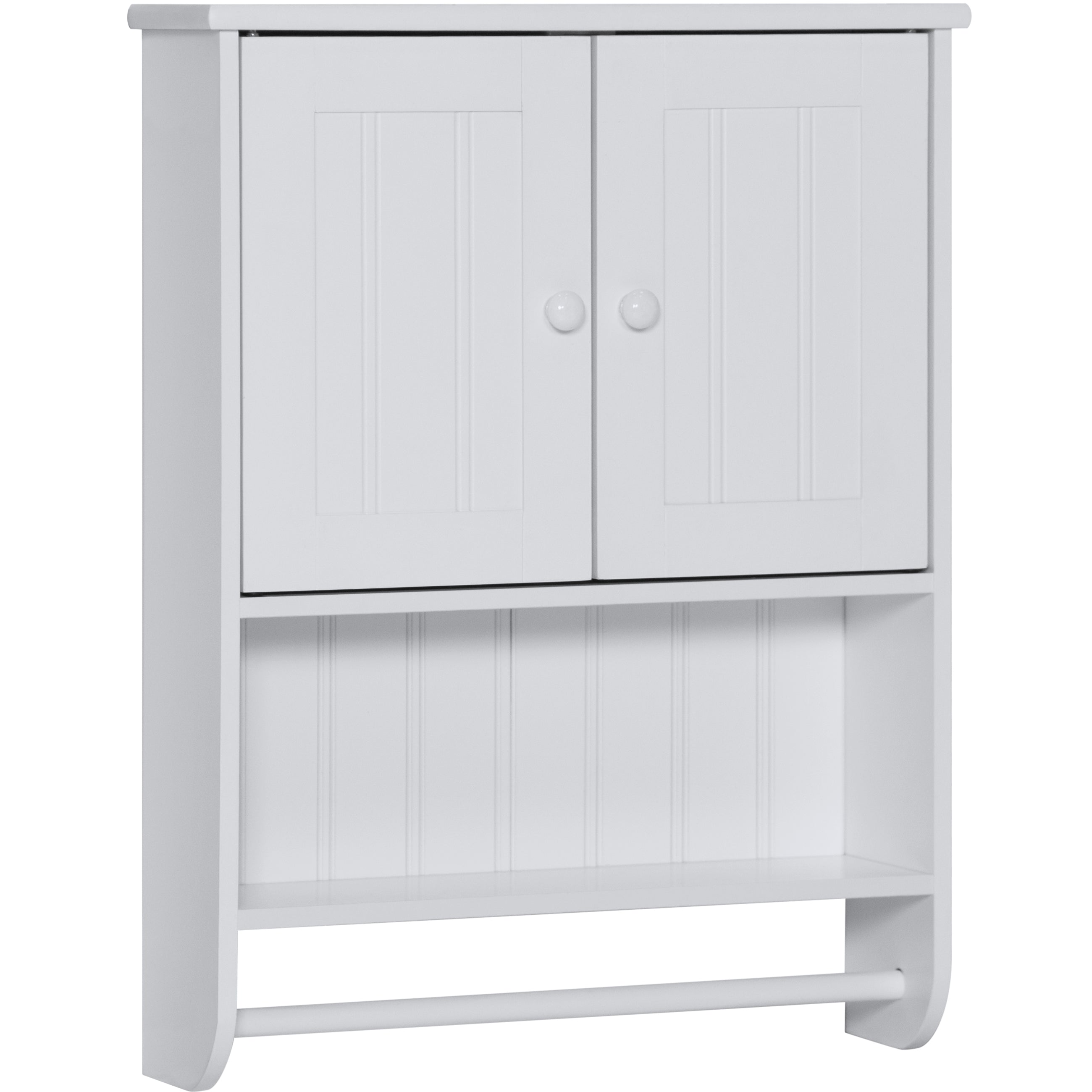Bathroom Wall Storage Organization Cabinet w/ Double Doors Towel Bar
