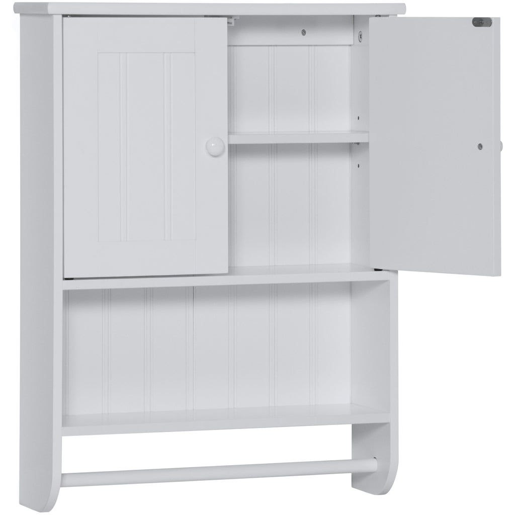 Bathroom Wall Storage Organization Cabinet w/ Double Doors Towel Bar