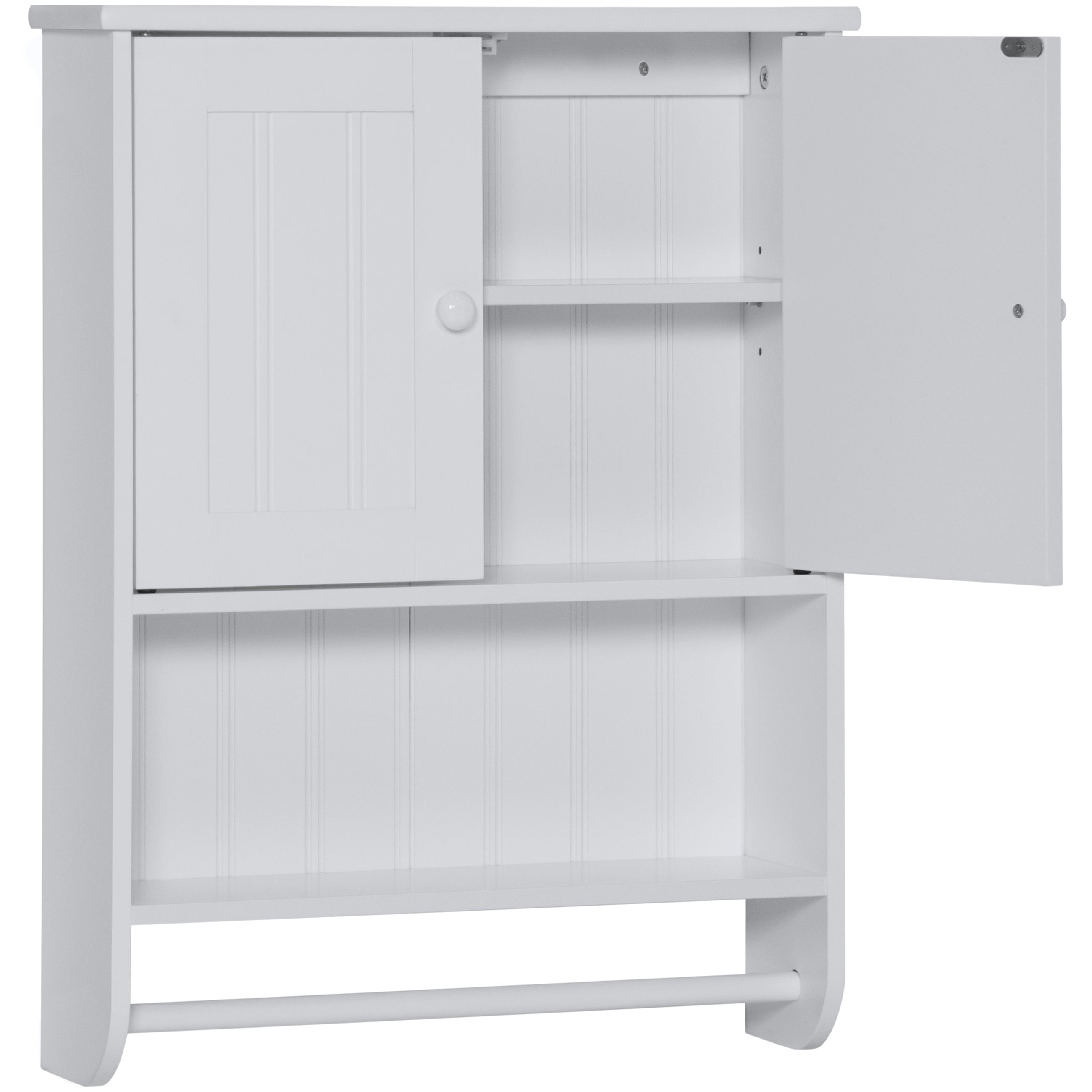 Bathroom Wall Storage Organization Cabinet w/ Double Doors Towel Bar