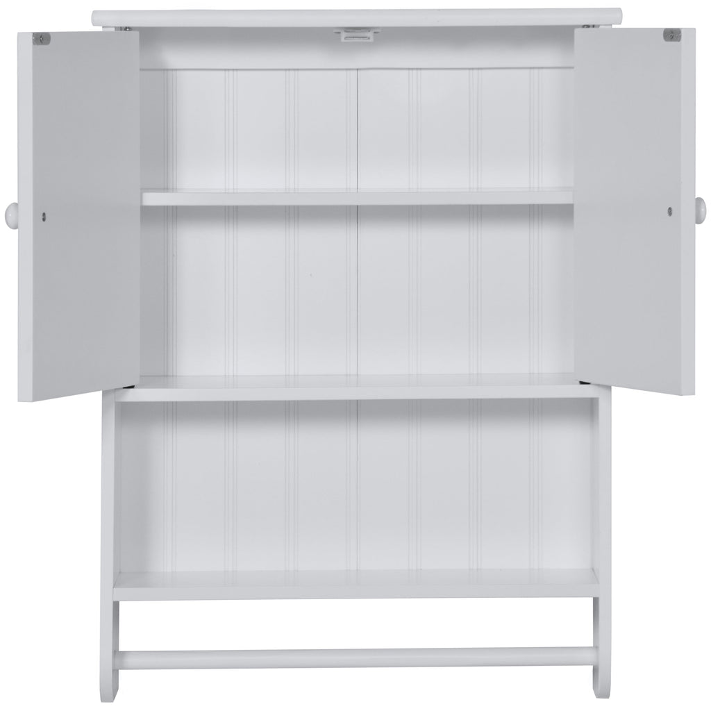 Bathroom Wall Storage Organization Cabinet w/ Double Doors Towel Bar