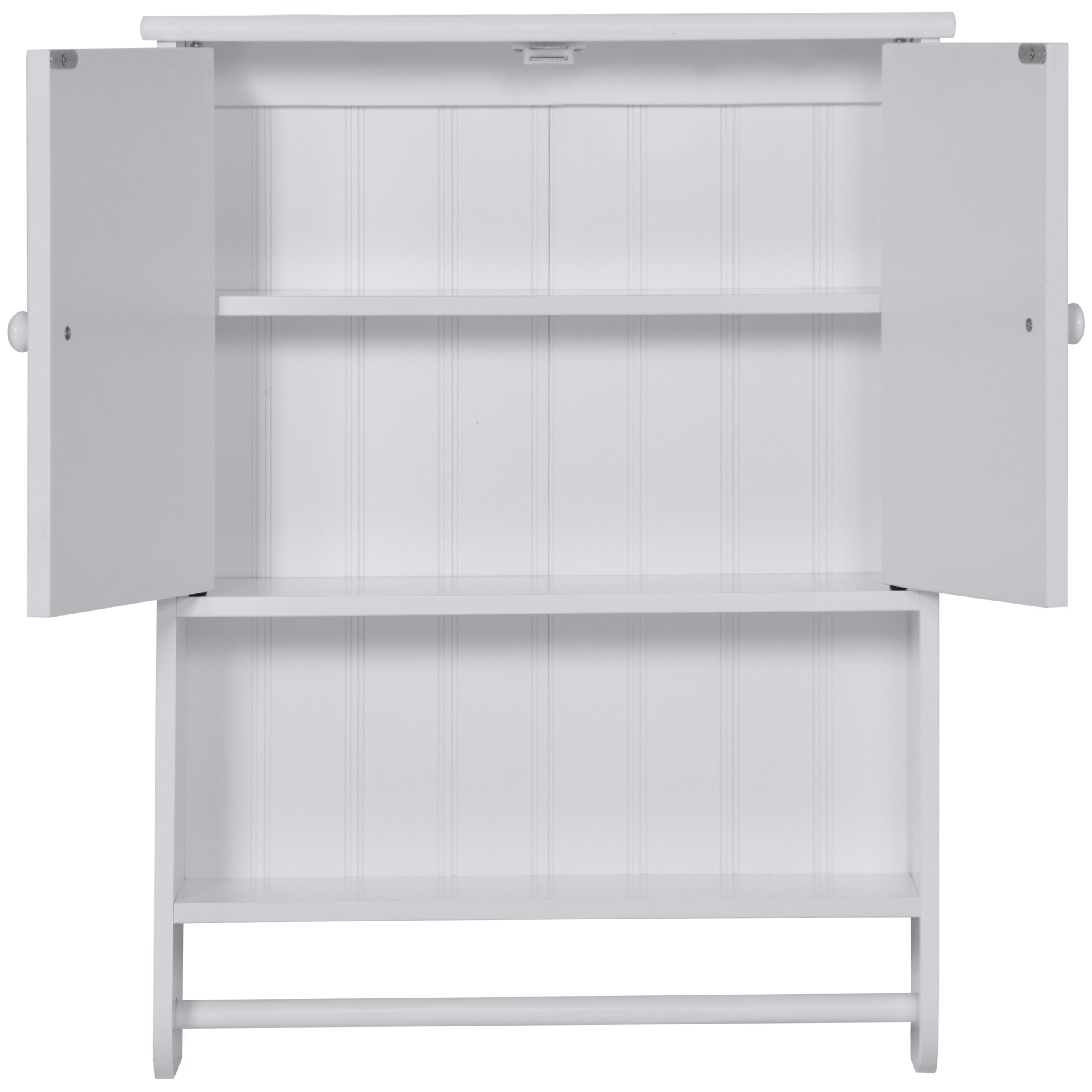Bathroom Wall Storage Organization Cabinet w/ Double Doors Towel Bar