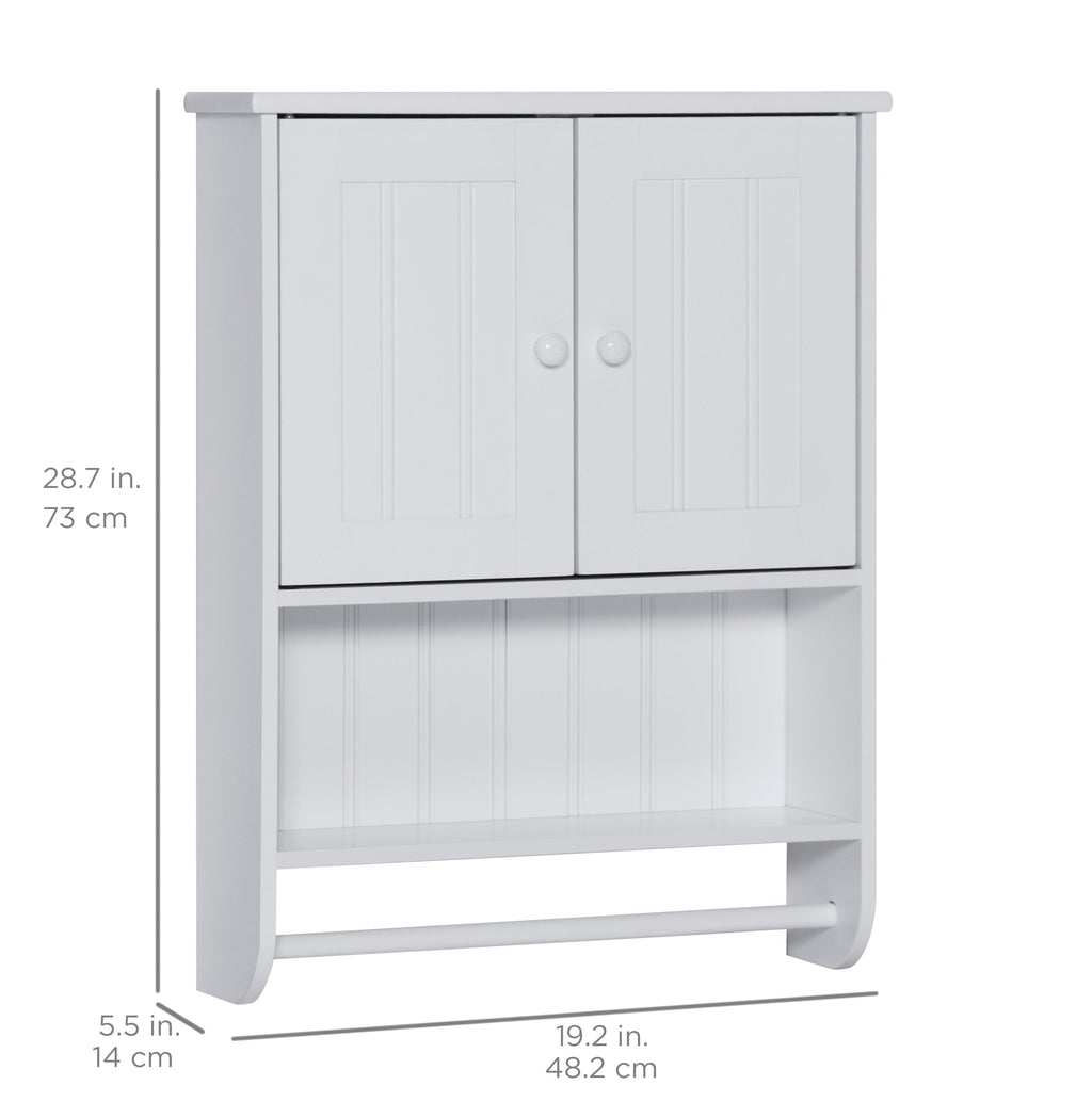 Bathroom Wall Storage Organization Cabinet w/ Double Doors Towel Bar