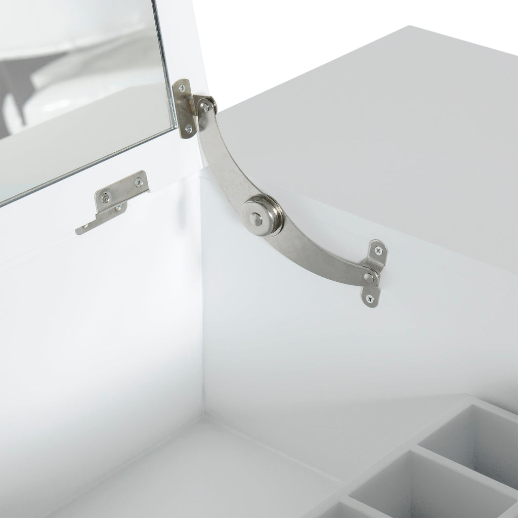 Bathroom Vanity Table Set w/ Square Mirror Stool