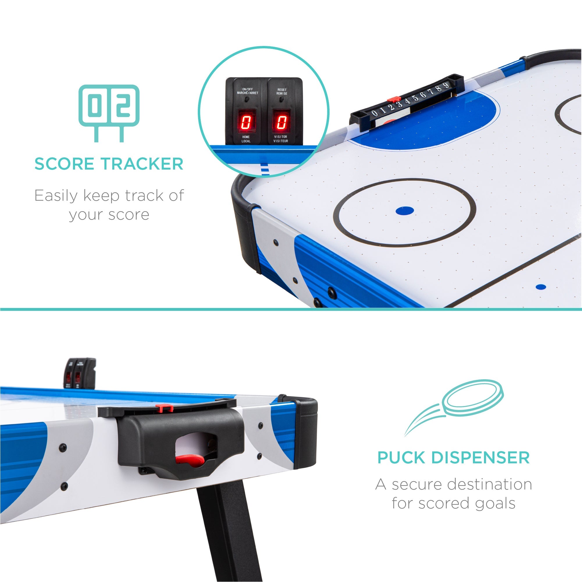Air Hockey Table w/ 2 Pucks 2 Paddles LED Score Board - 58in