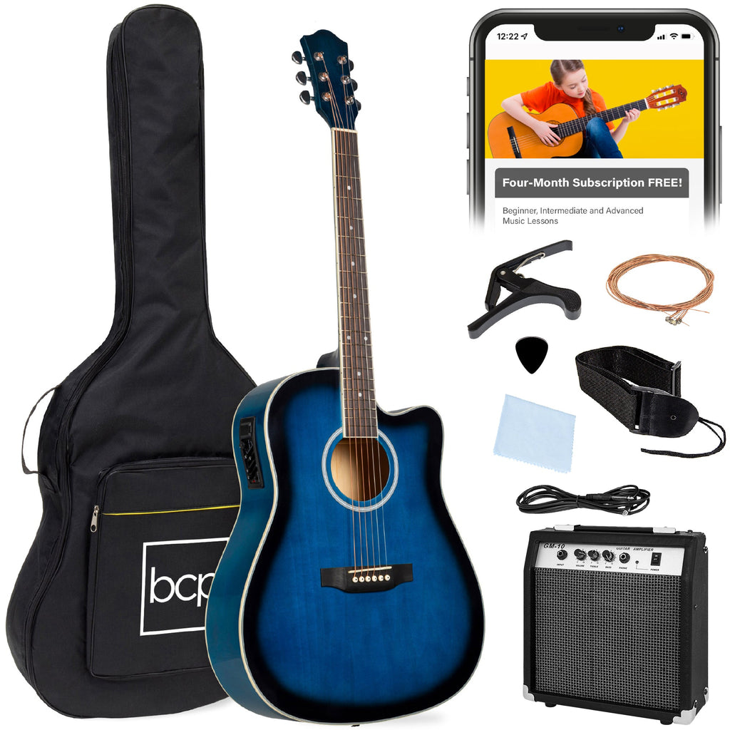 Beginner Acoustic Electric Cutaway Guitar Set w/ Gig Bag Strap - 41in