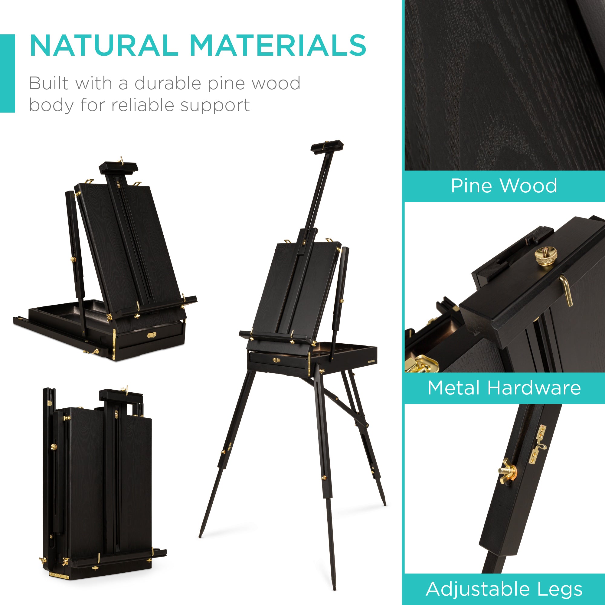 Art Easel for Painting Portable Adjustable Tripod with 32-Piece Art Set