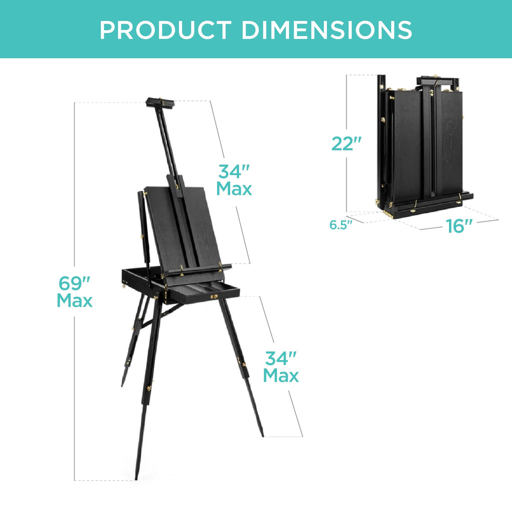 Art Easel for Painting Portable Adjustable Tripod with 32-Piece Art Set